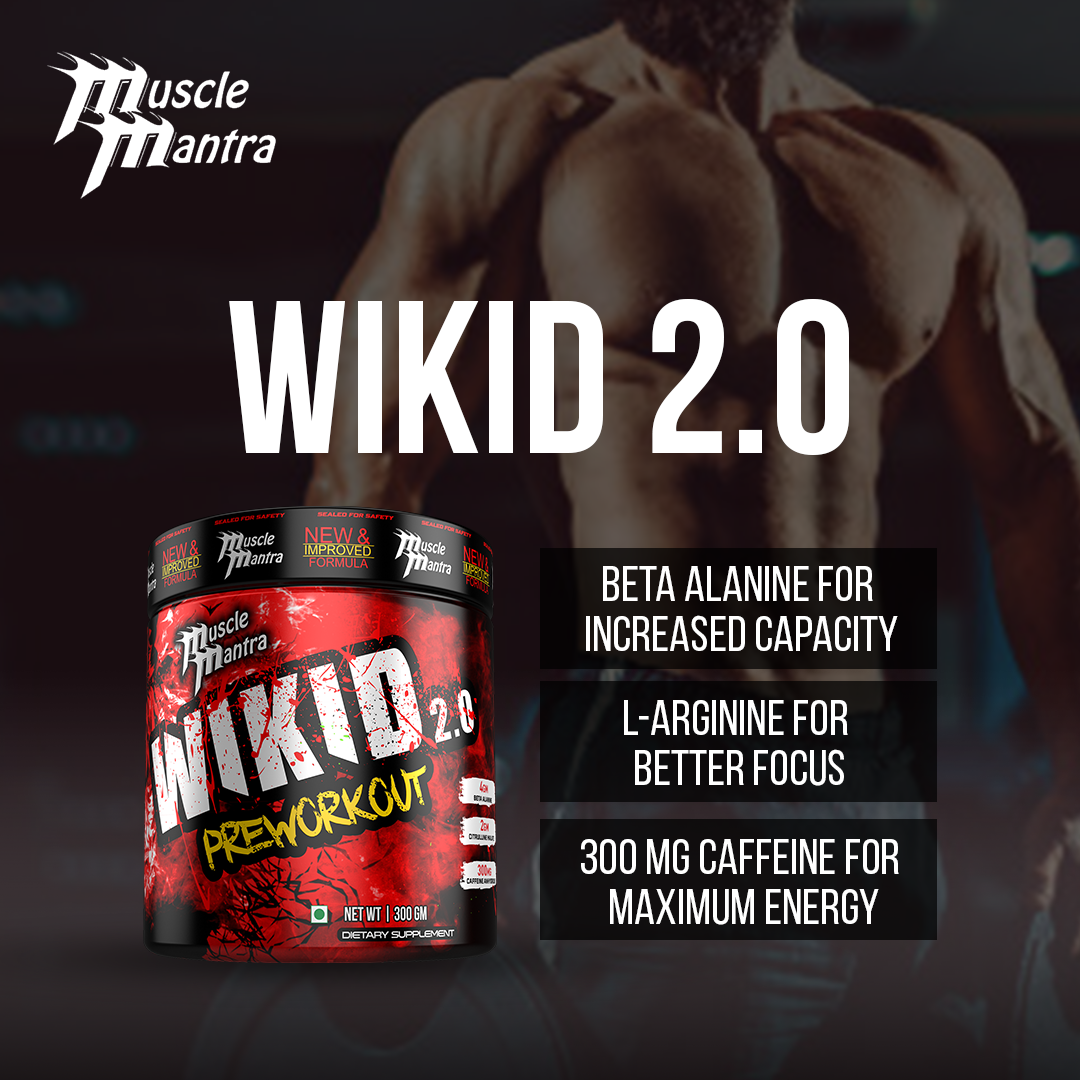 Muscle Mantra Wikid 2.0 Pre-Workout 300gm --beta alanine, Citruline, citrulline, L ARGININE, preworkout, strong preworkout, strongest preworkout- Muscle Mantra 