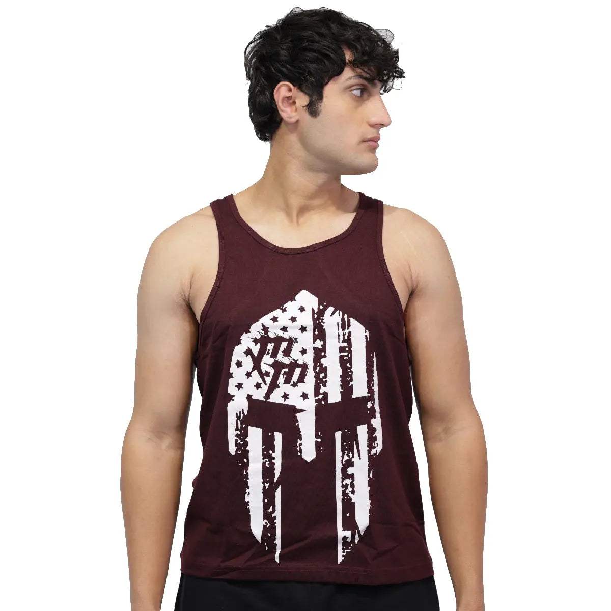 Dominant Skull Gym Stringer — Maroon, S