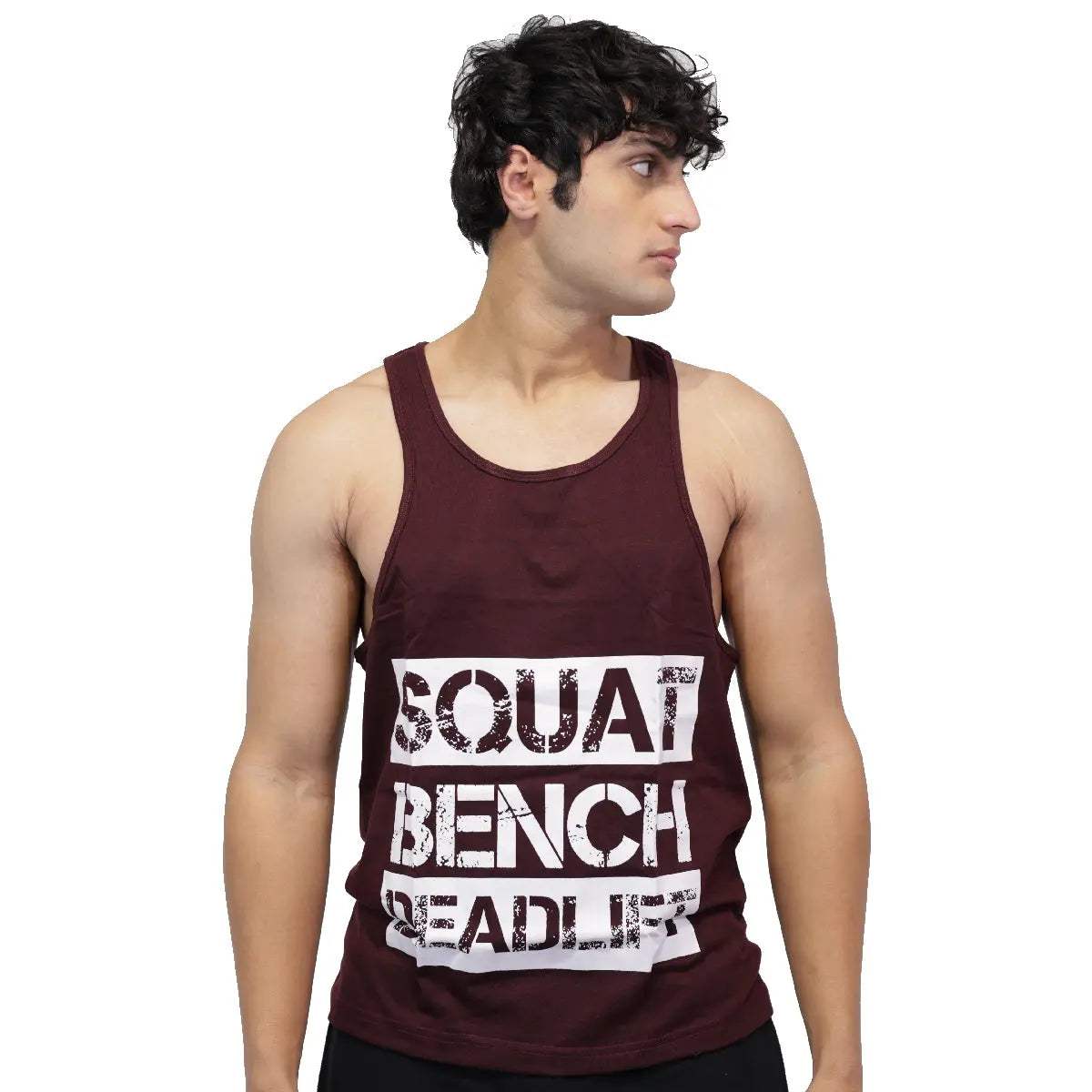 Gym Stringer Squat Bench Deadlift — Maroon, S