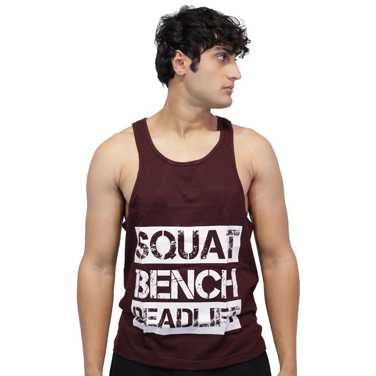 Gym Stringer Squat Bench Deadlift — Maroon, S