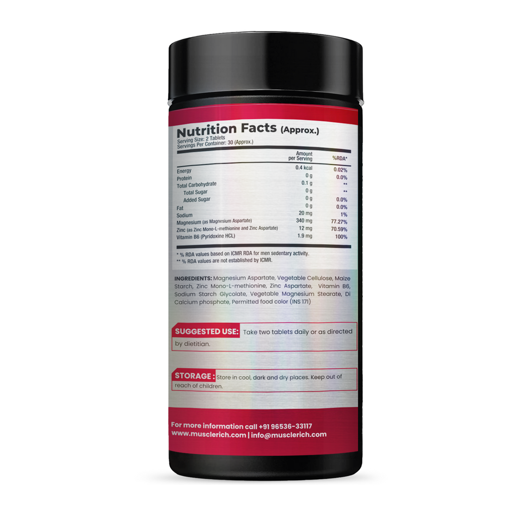 Muscle Rich ZMA (Magnesium with Zinc & Vitamin B-6) 60