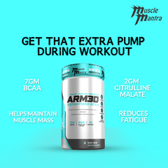 Muscle Mantra ARM3D -Instantized BCAA with Glutamine & Taurine 450gm -Configurable Product-Amino Acid Supplement, bcaa, Sports Nutrition, Wellness- Muscle Mantra 