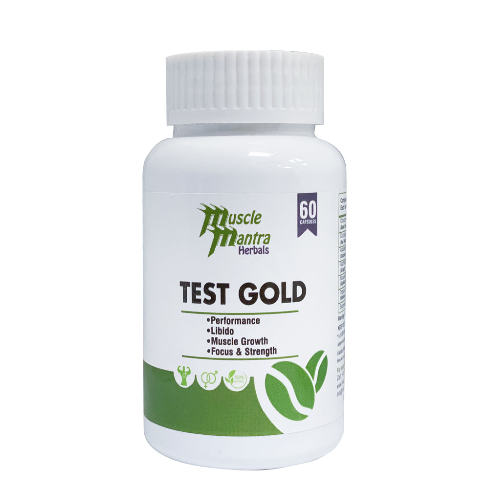 Muscle Mantra Herbals TEST GOLD 60 CAPSULES --MEN, sex drive, sexual, test, testosterone booster, Vitamins and Minerals- Muscle Mantra 