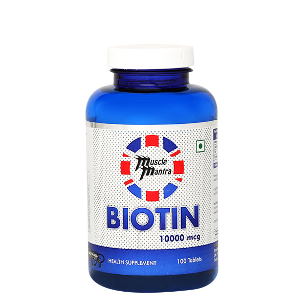 Muscle Mantra Biotin 10000 mcg (100 Tablets) -Simple Product-10000mcg, 10gm, best biotin, biotin, extra strength, hair care, hair growth, Vitamins and Minerals, Wellness- Muscle Mantra 